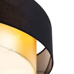 Moderne plafondlamp zwart met goud 50 cm 3-lichts - Drum Duo