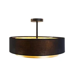 Moderne plafondlamp zwart met goud 50 cm 3-lichts - Drum Duo