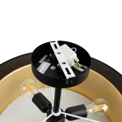 Moderne plafondlamp zwart met goud 50 cm 3-lichts - Drum Duo