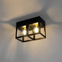 Moderne plafondlamp zwart 2-lichts - Cela