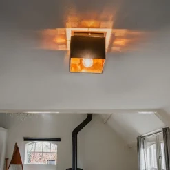 Moderne plafondlamp zwart met goud - VT