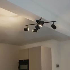 Moderne plafondlamp zwart 5-lichts verstelbaar vierkant - Jeana