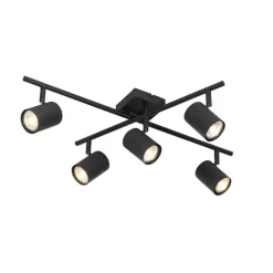 Moderne plafondlamp zwart 5-lichts verstelbaar vierkant - Jeana