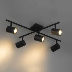 Moderne plafondlamp zwart 5-lichts verstelbaar vierkant - Jeana