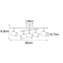 Moderne plafondlamp zwart 5-lichts verstelbaar vierkant - Jeana