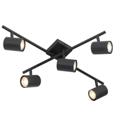 Moderne plafondlamp zwart 5-lichts verstelbaar vierkant - Jeana
