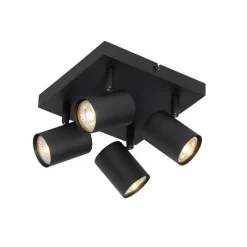 Moderne plafondlamp zwart 4-lichts verstelbaar vierkant - Jeana