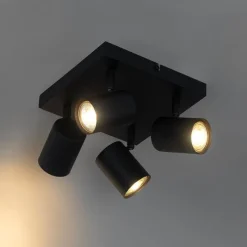 Moderne plafondlamp zwart 4-lichts verstelbaar vierkant - Jeana