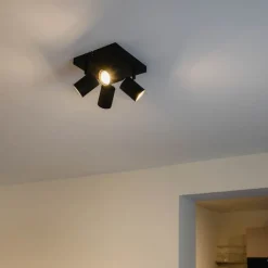 Moderne plafondlamp zwart 4-lichts verstelbaar vierkant - Jeana