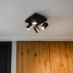 Moderne plafondlamp zwart 4-lichts verstelbaar vierkant - Jeana