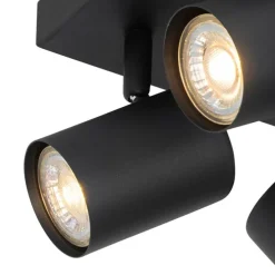 Moderne plafondlamp zwart 4-lichts verstelbaar vierkant - Jeana