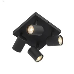 Moderne plafondlamp zwart 4-lichts verstelbaar vierkant - Jeana