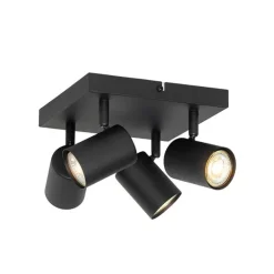 Moderne plafondlamp zwart 4-lichts verstelbaar vierkant - Jeana