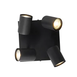 Moderne plafondlamp zwart 4-lichts verstelbaar vierkant - Jeana