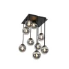 Moderne plafondlamp zwart 9-lichts met smoke glas - Athens