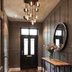 Moderne plafondlamp zwart 9-lichts met smoke glas - Athens