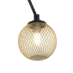 Moderne plafondlamp zwart met goud 8-lichts - Athens Wire