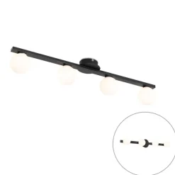 Moderne plafondlamp zwart IP44 4-lichts - Cederic