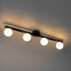 Moderne plafondlamp zwart IP44 4-lichts - Cederic