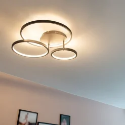 Moderne plafondlamp zwart incl. LED en dimmer- Rondas