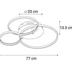 Moderne plafondlamp zwart incl. LED en dimmer- Rondas