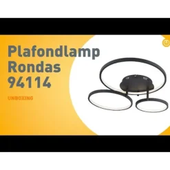 Moderne plafondlamp zwart incl. LED en dimmer- Rondas