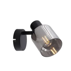 Moderne plafondlamp zwart met smoke glas rond - Cilin