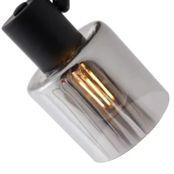 Moderne plafondlamp zwart met smoke glas rond - Cilin