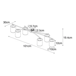 Moderne plafondlamp zwart met goud 6-lichts - Lofty