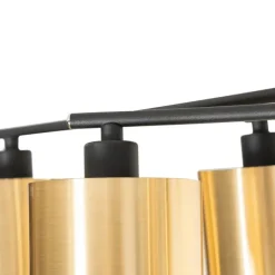 Moderne plafondlamp zwart met goud 6-lichts - Lofty