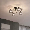 Moderne plafondlamp zwart met smoke glas 4-lichts - Alanis