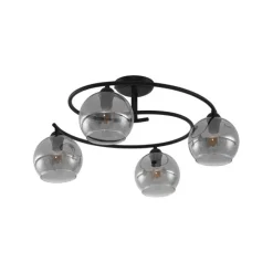 Moderne plafondlamp zwart met smoke glas 4-lichts - Alanis