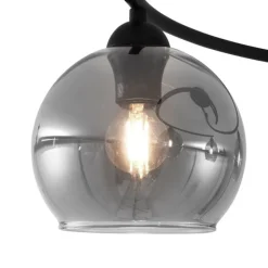 Moderne plafondlamp zwart met smoke glas 4-lichts - Alanis
