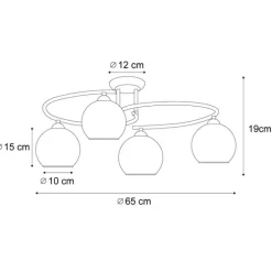 Moderne plafondlamp zwart met smoke glas 4-lichts - Alanis