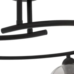 Moderne plafondlamp zwart met smoke glas 4-lichts - Alanis