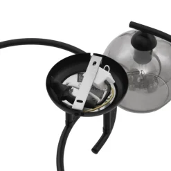 Moderne plafondlamp zwart met smoke glas 4-lichts - Alanis