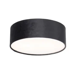 Moderne plafondlamp zwart 30 cm met gouden binnenkant - Drum