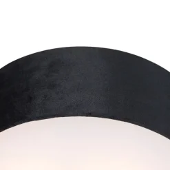 Moderne plafondlamp zwart 30 cm met gouden binnenkant - Drum