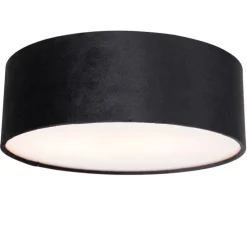 Moderne plafondlamp zwart 30 cm met gouden binnenkant - Drum
