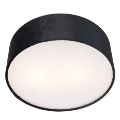 Moderne plafondlamp zwart 30 cm met gouden binnenkant - Drum