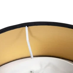 Moderne plafondlamp zwart 30 cm met gouden binnenkant - Drum