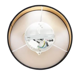 Moderne plafondlamp zwart 30 cm met gouden binnenkant - Drum