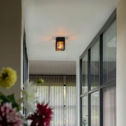 Moderne plafondlamp zwart kubus - Cela