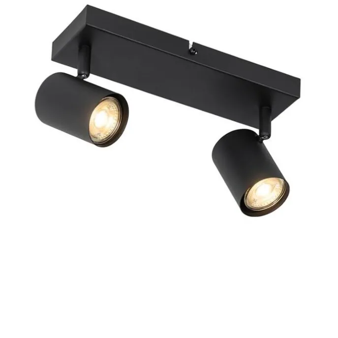 Moderne plafondlamp zwart 2-lichts verstelbaar rechthoekig - Jeana