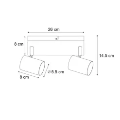 Moderne plafondlamp zwart 2-lichts verstelbaar rechthoekig - Jeana
