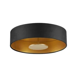 Moderne plafondlamp zwart met gouden binnenkant incl. LED 3-staps dimbaar - Bredow