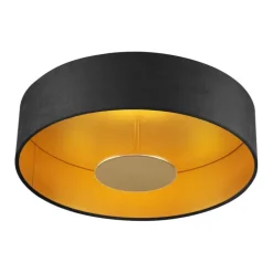 Moderne plafondlamp zwart met gouden binnenkant incl. LED 3-staps dimbaar - Bredow