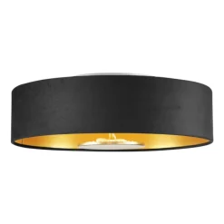 Moderne plafondlamp zwart met gouden binnenkant incl. LED 3-staps dimbaar - Bredow