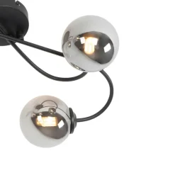 Moderne plafondlamp zwart 4-lichts met smoke glas - Athens