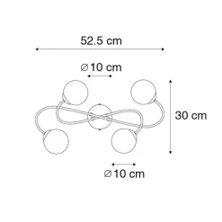 Moderne plafondlamp zwart 4-lichts met smoke glas - Athens